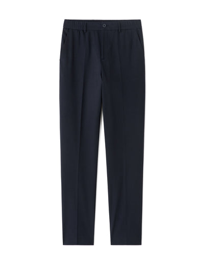 Celio* Men Navy Blue Solid Straight Fit Polyester Trouser