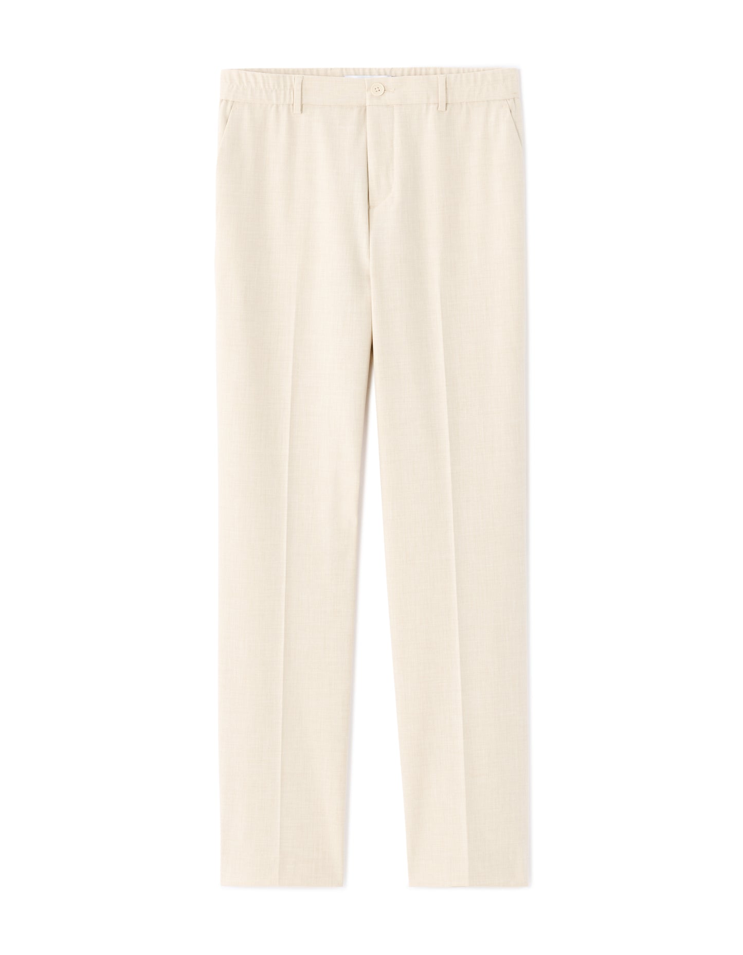 Celio* Men Off White Solid Straight Fit Polyester Trousers