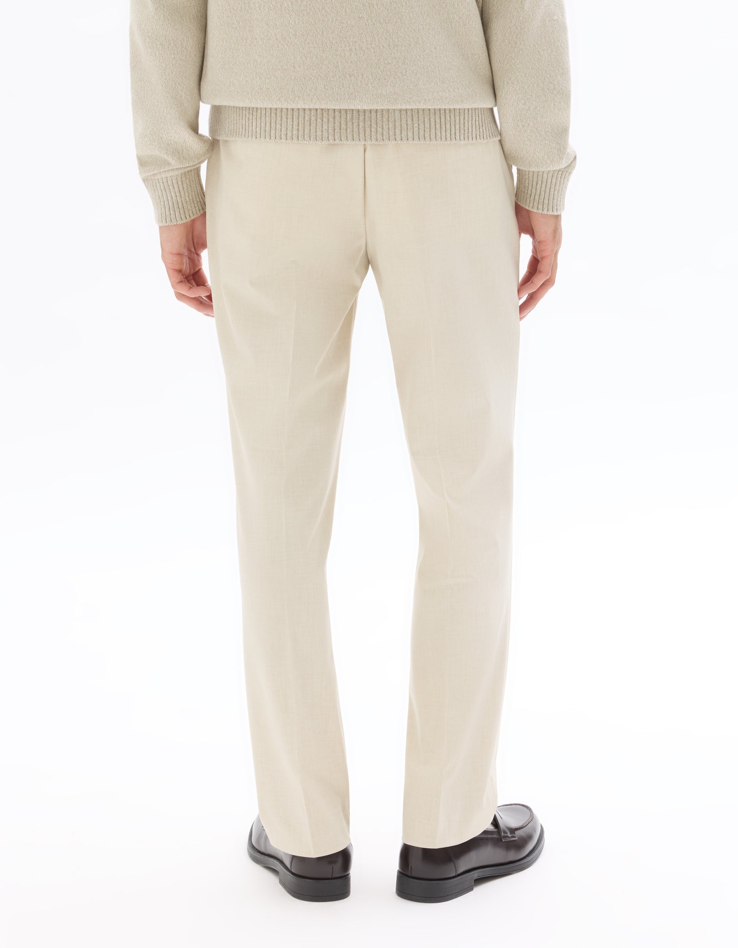 Celio* Men Off White Solid Straight Fit Polyester Trousers