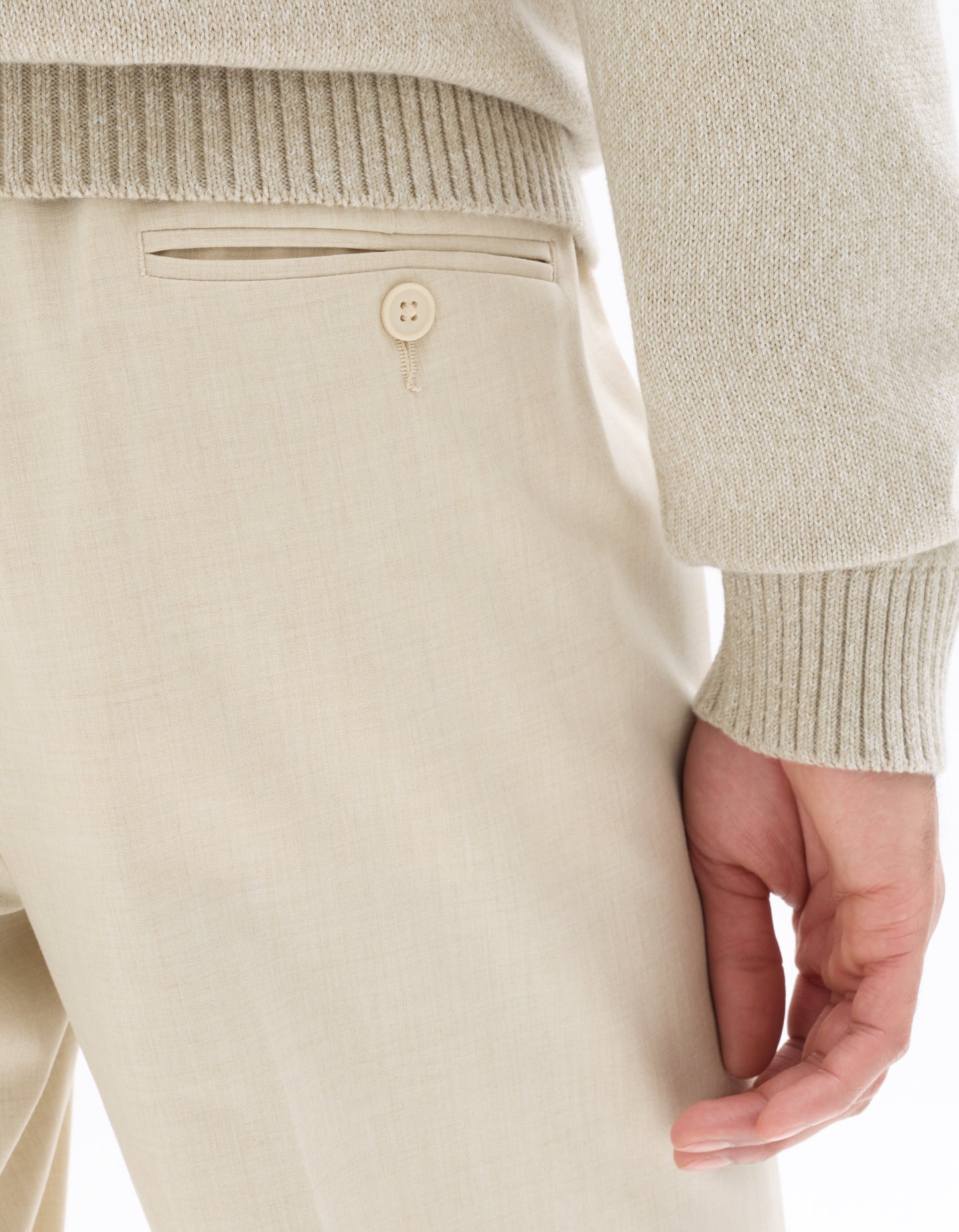 Celio* Men Off White Solid Straight Fit Polyester Trousers