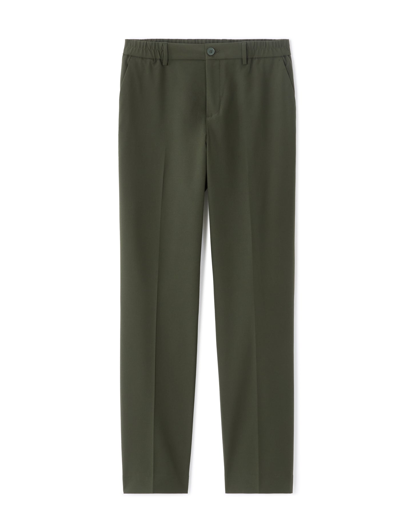 Celio* Men Olive Solid Straight Fit Polyester Trousers