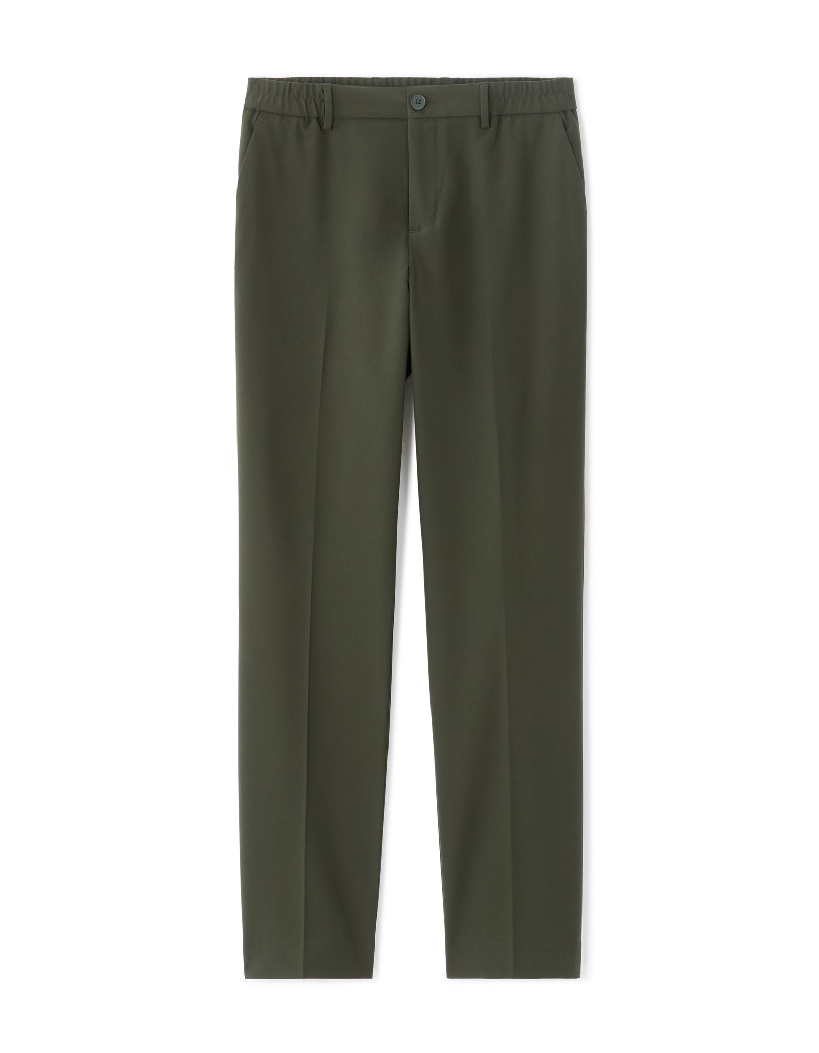 Celio* Men Olive Solid Straight Fit Polyester Trousers