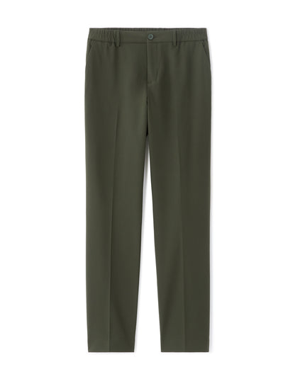 Celio* Men Olive Solid Straight Fit Polyester Trousers