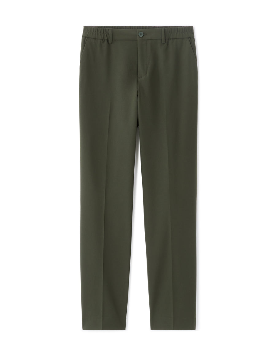 Celio* Men Olive Solid Straight Fit Polyester Trousers