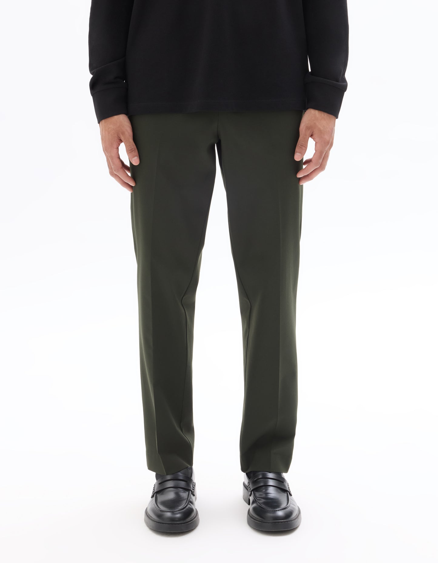 Celio* Men Olive Solid Straight Fit Polyester Trousers
