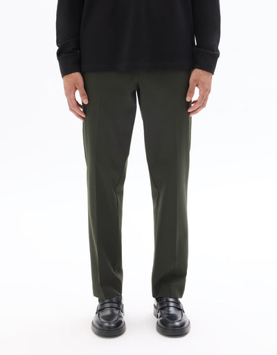 Celio* Men Olive Solid Straight Fit Polyester Trousers