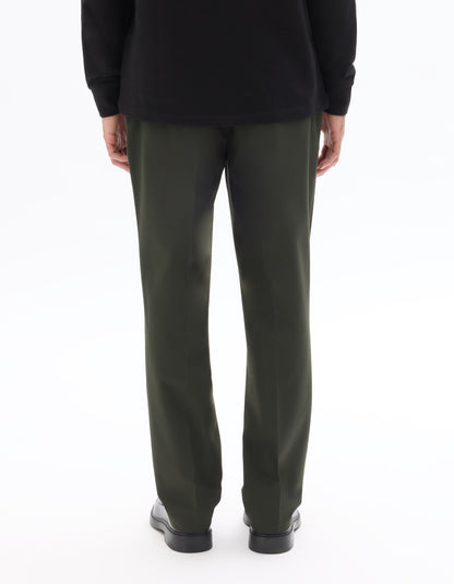 Celio* Men Olive Solid Straight Fit Polyester Trousers