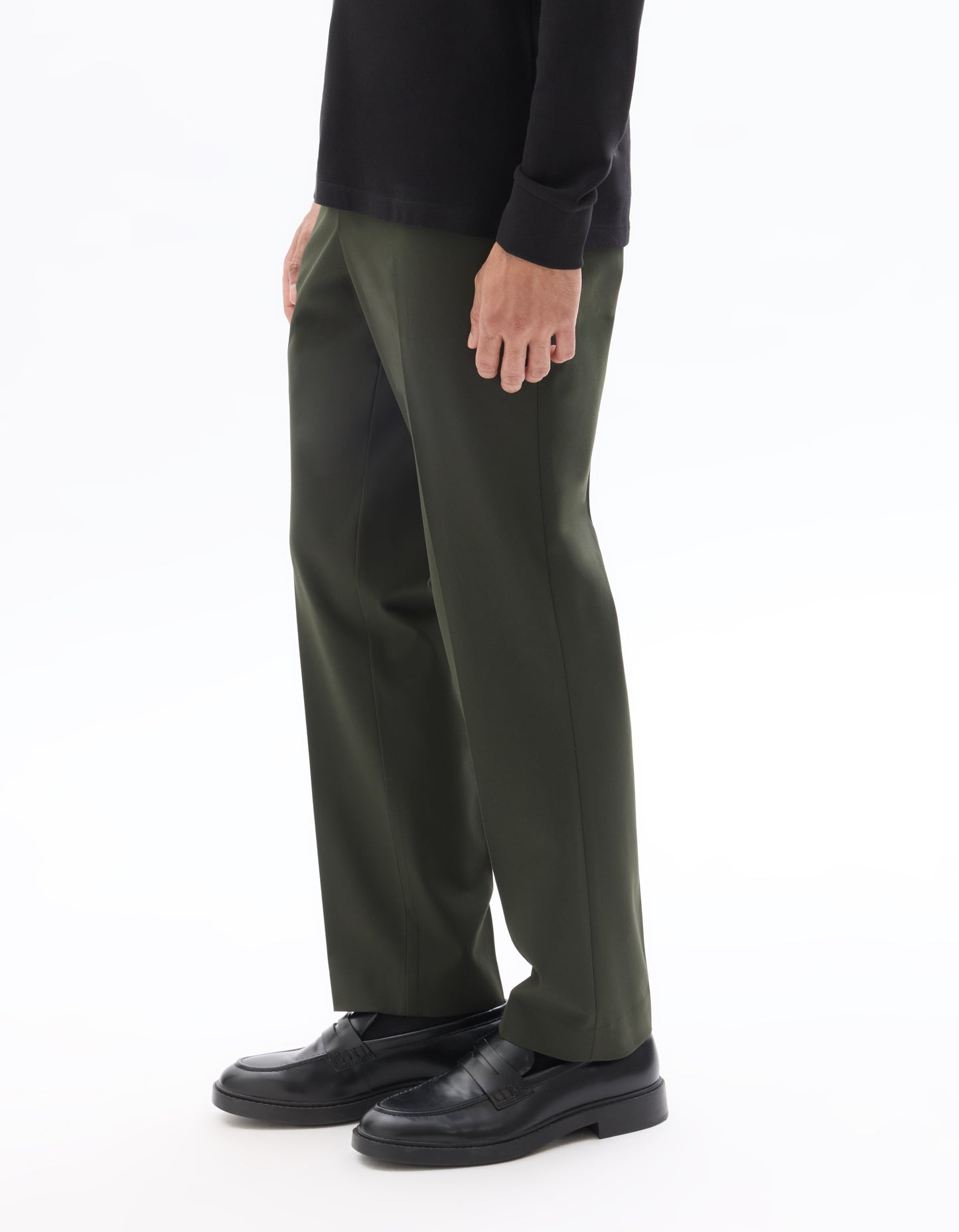 Celio* Men Olive Solid Straight Fit Polyester Trousers