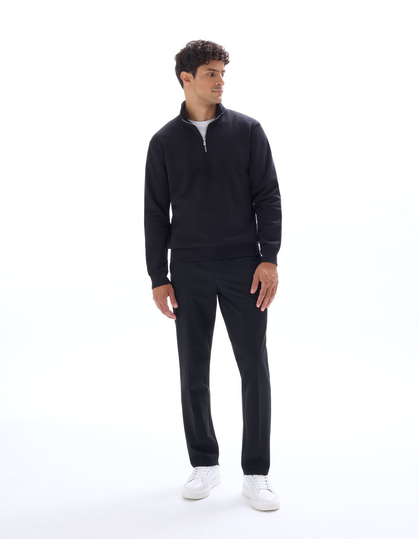 Celio* Men Black Solid Straight Fit Polyester Trousers