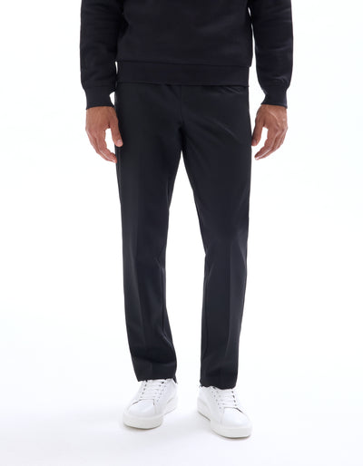 Celio* Men Black Solid Straight Fit Polyester Trousers