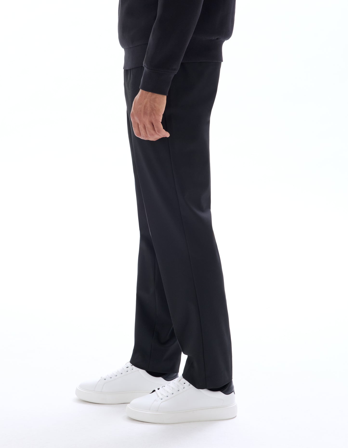 Celio* Men Black Solid Straight Fit Polyester Trousers