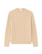 Regular Fit Poly-Cotton Textured Crew Neck Sweaters - Beige