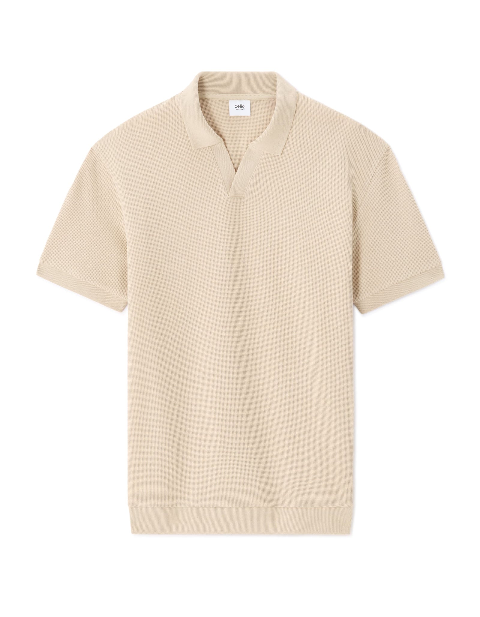 Celio Solid Regular Fit Poly Blend Beige Tshirts