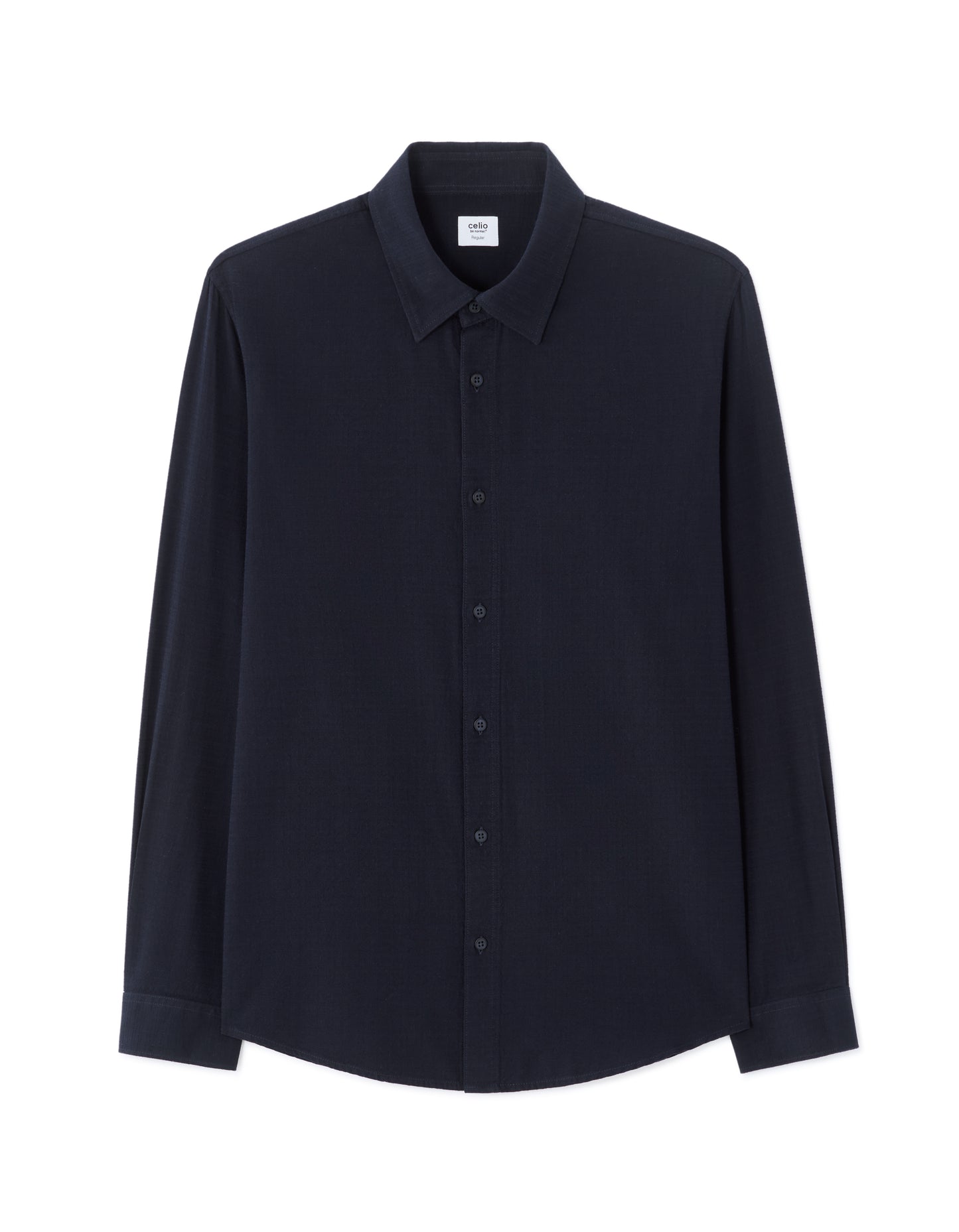 Celio* Navy Blue Solid Regular Fit Men Cotton Shirts