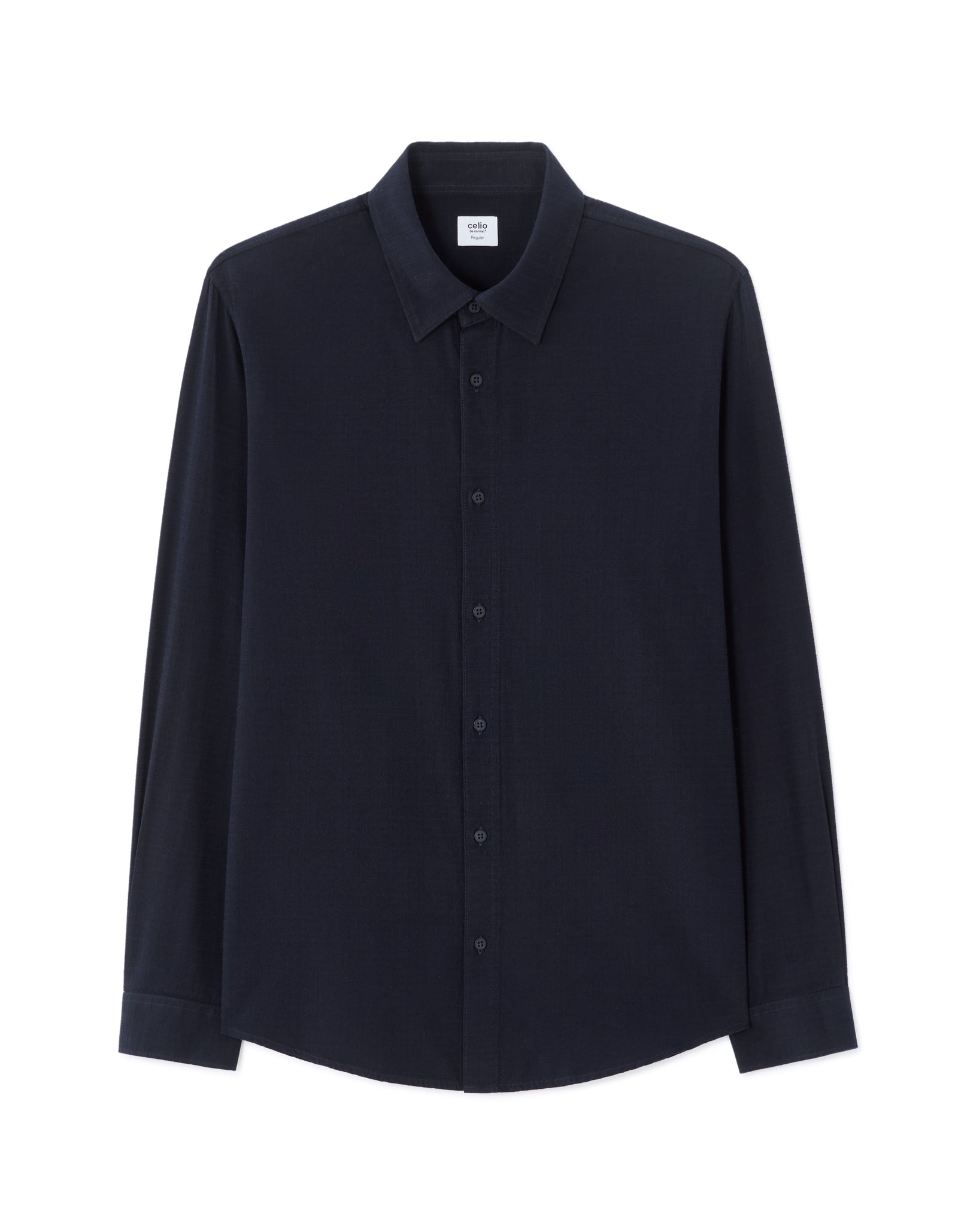 Celio* Navy Blue Solid Regular Fit Men Cotton Shirts
