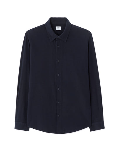 Celio* Navy Blue Solid Regular Fit Men Cotton Shirts