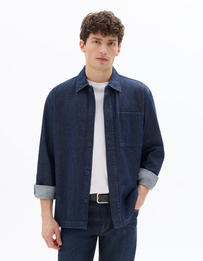Celio Mens Navy Solid Regular Fit Cotton Shirts