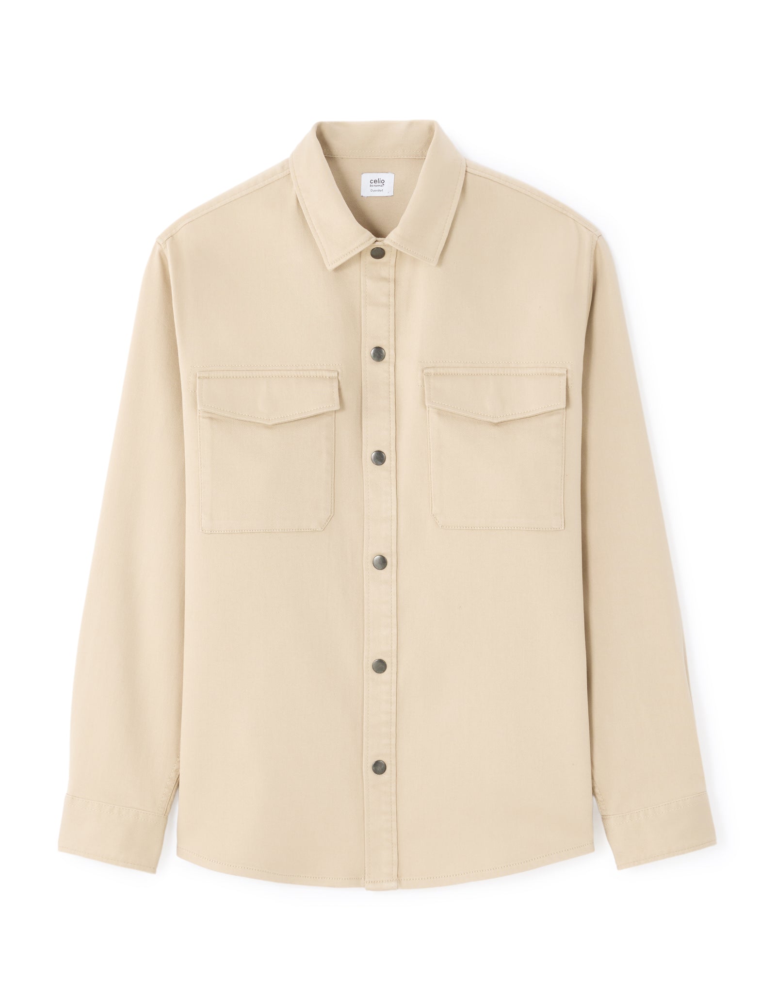 Celio* Men Beige Solid Oversized Cotton Shirts