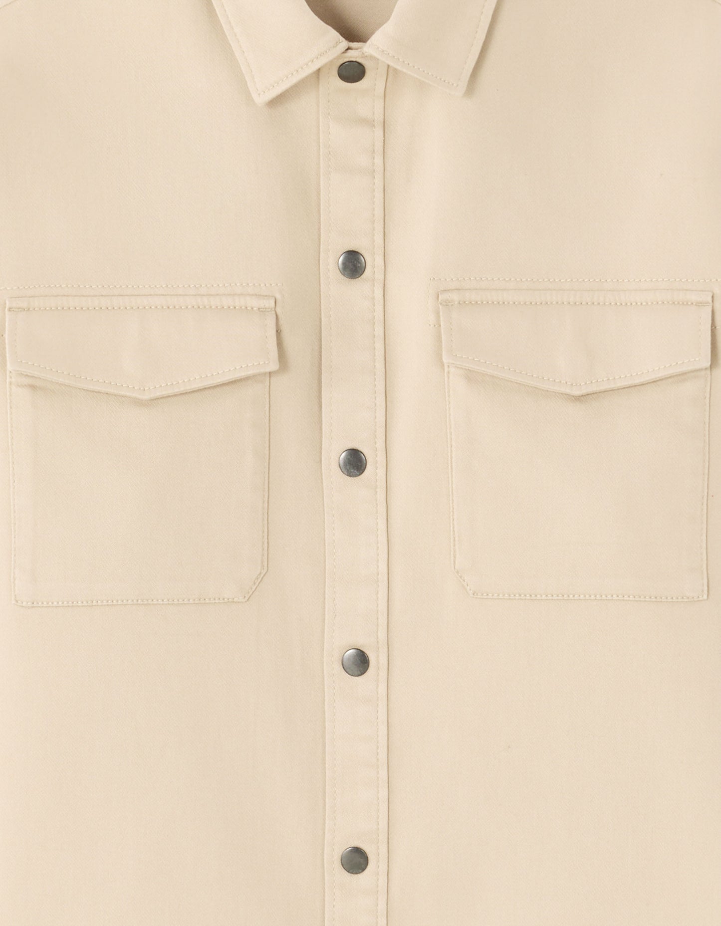 Oversized Fit Polyester Spread Collar Shirt - Beige