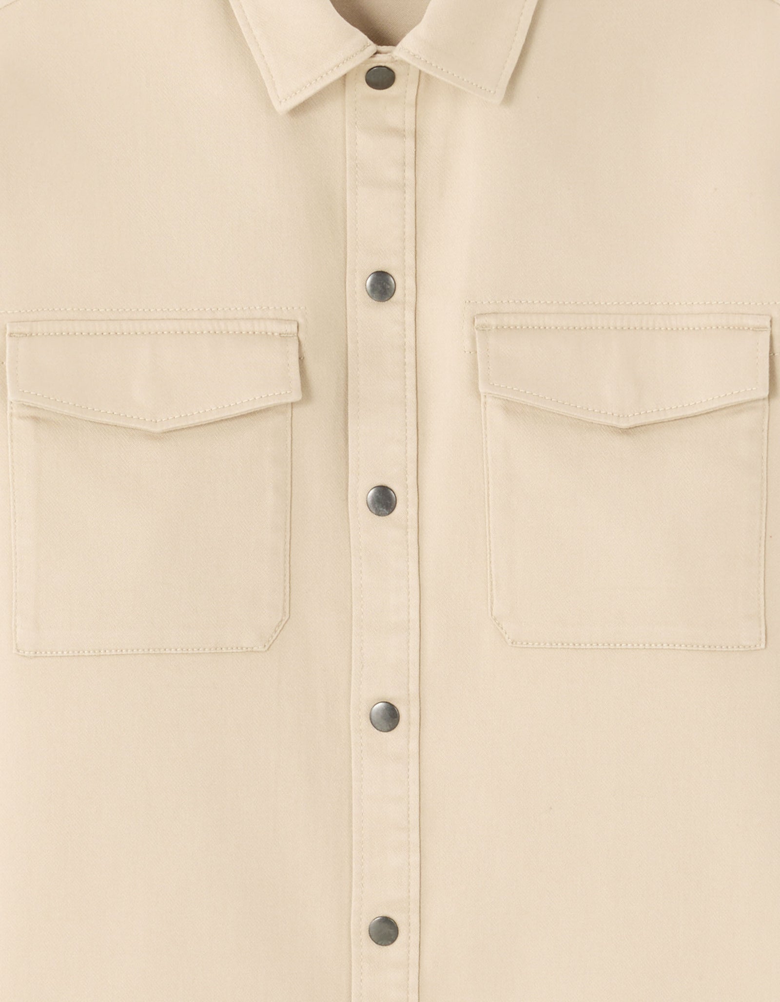 Oversized Fit Polyester Spread Collar Shirt - Beige
