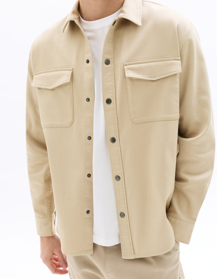 Celio* Men Beige Solid Oversized Cotton Shirts