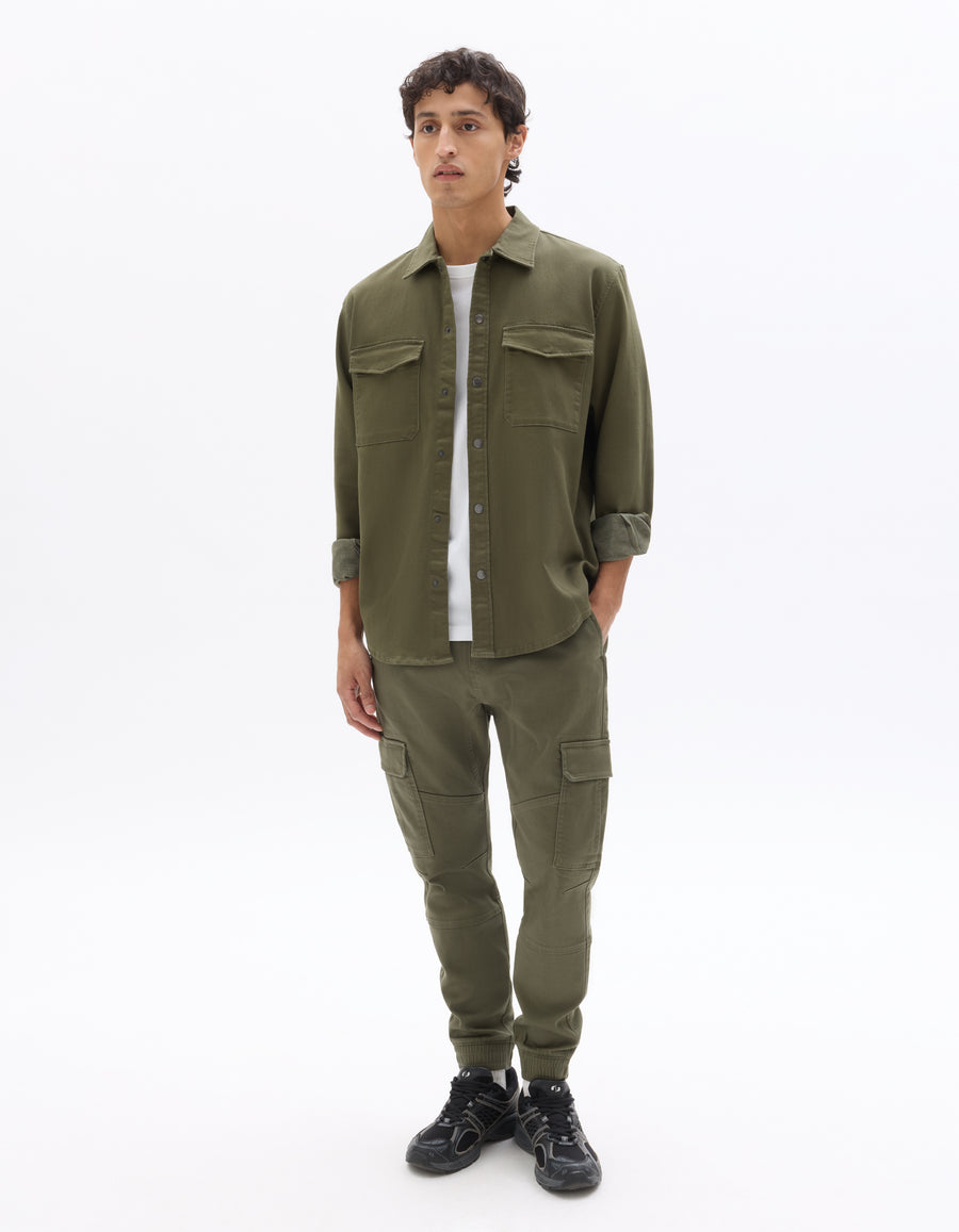 Celio* Men Olive Solid Oversized Cotton Shirts
