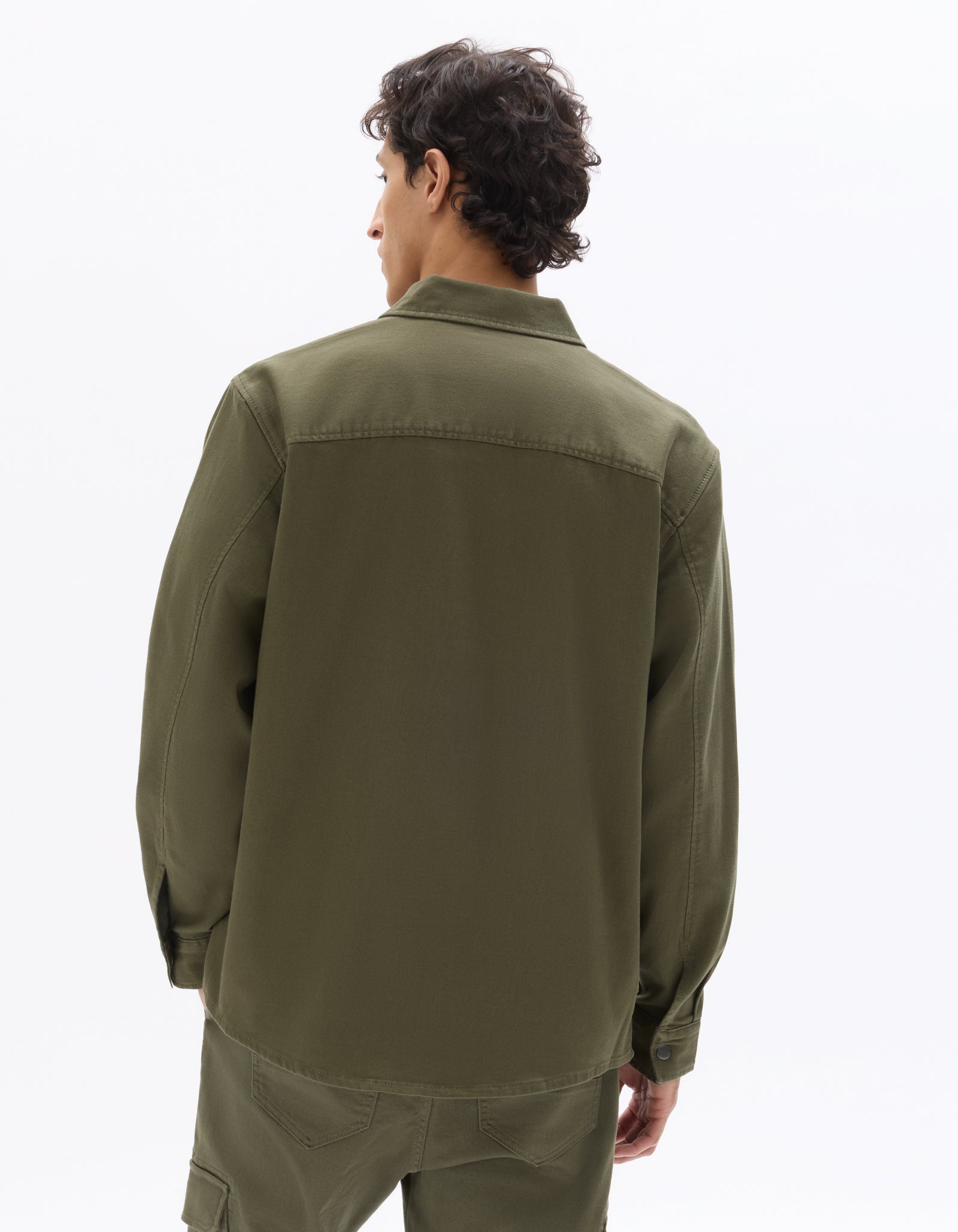 Celio* Men Olive Solid Oversized Cotton Shirts