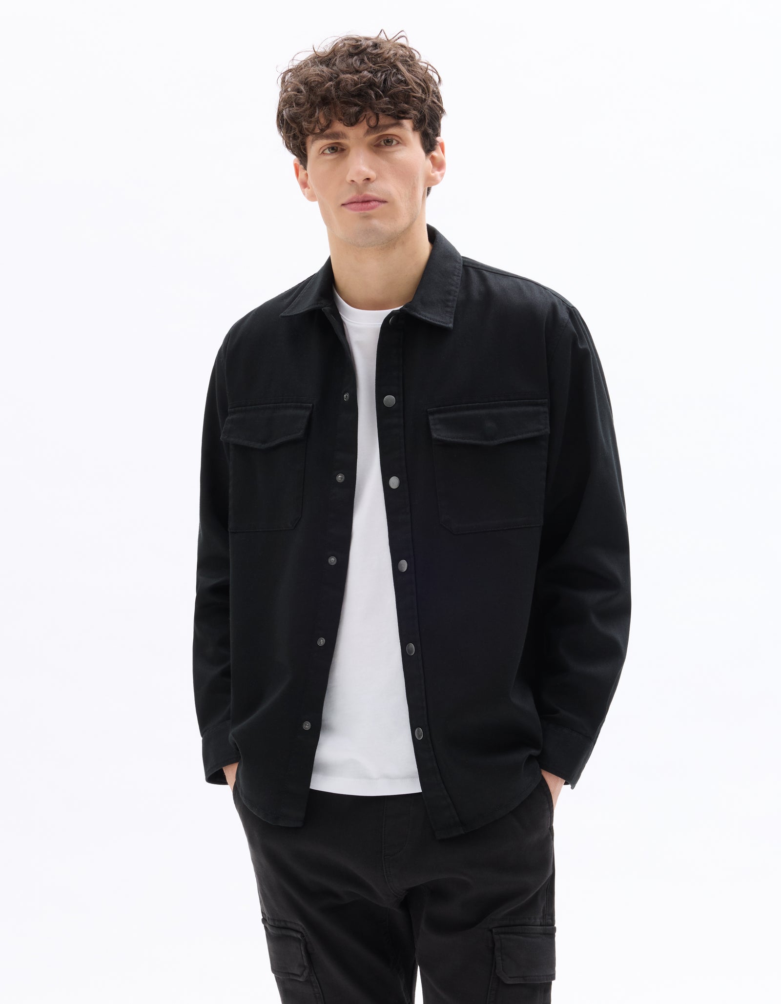 Celio* Men Black Solid Oversized Cotton Shirts