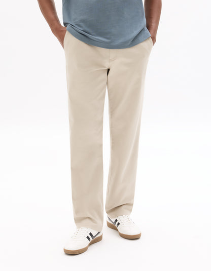 Celio* Straight Fit Solid Men Cotton Beige Trousers
