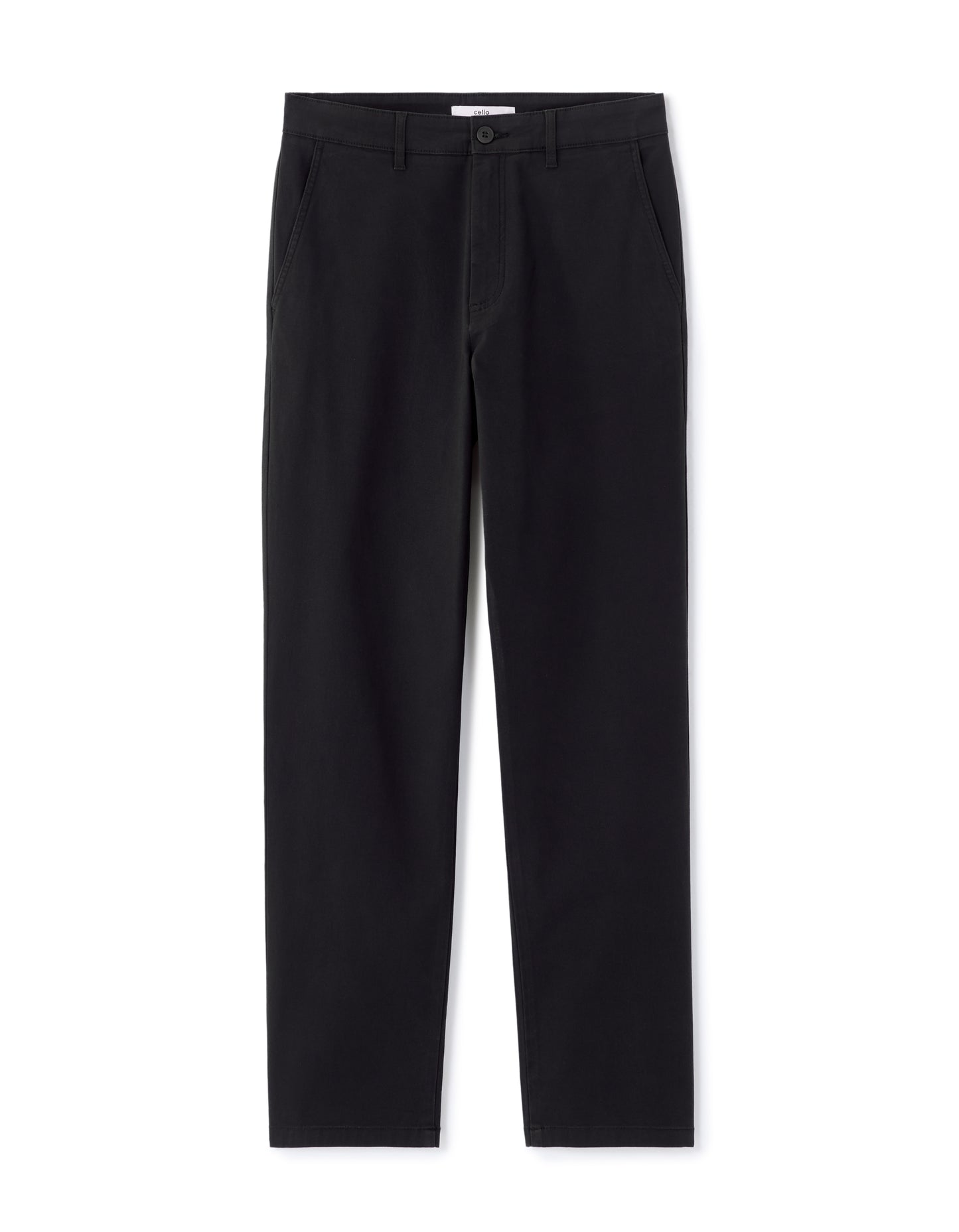 Celio* Black Cotton Men Straight Fit Solid Trousers