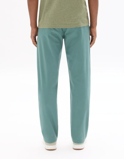 Celio Solid Straight Fit Cotton Green Trousers