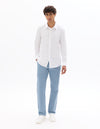 Celio Solid Straight Fit Cotton Blue Trousers