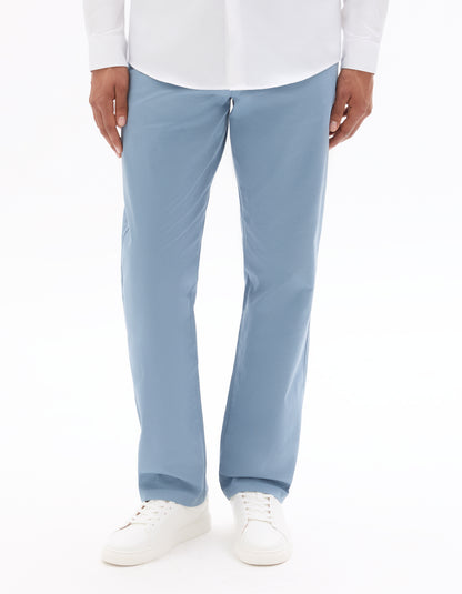 Celio Solid Straight Fit Cotton Blue Trousers