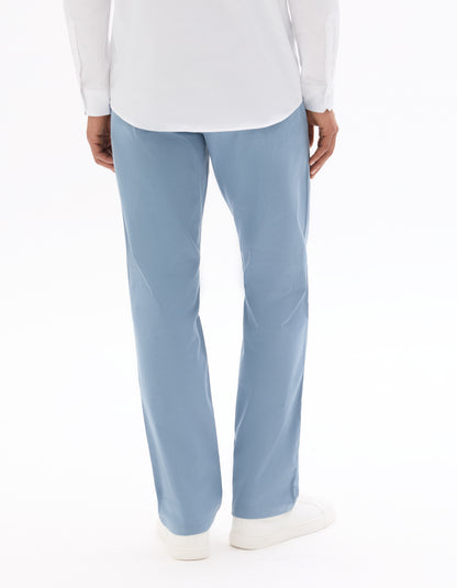 Celio Solid Straight Fit Cotton Blue Trousers