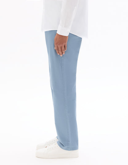 Celio Solid Straight Fit Cotton Blue Trousers