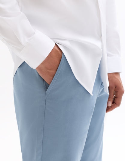 Celio Solid Straight Fit Cotton Blue Trousers