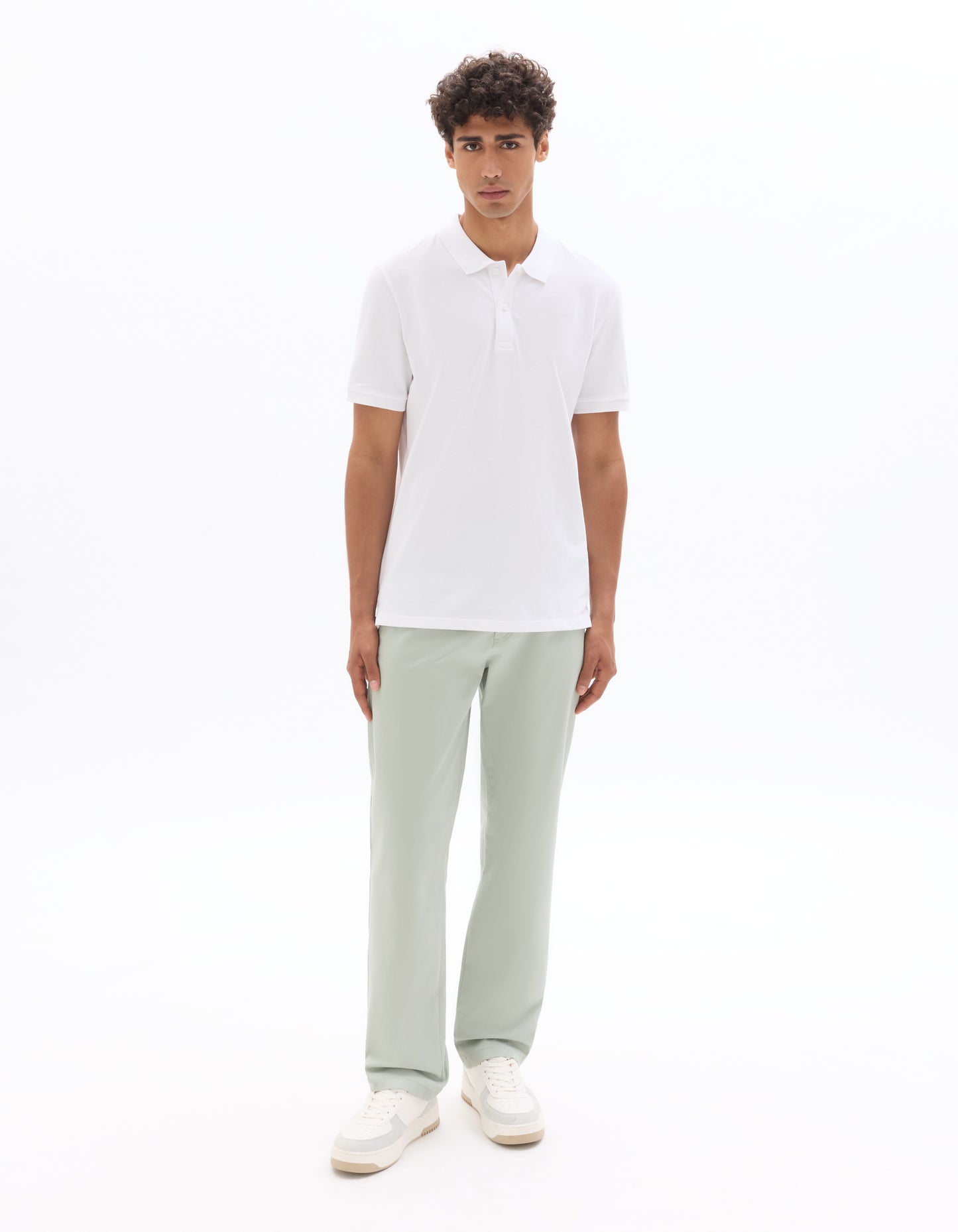 Straight Fit 100% Cotton Solid Casual Trouser - Green