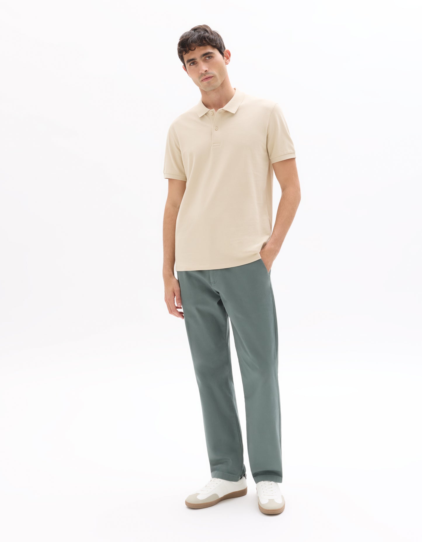 Celio* Solid Green Cotton Men Straight Fit Trousers