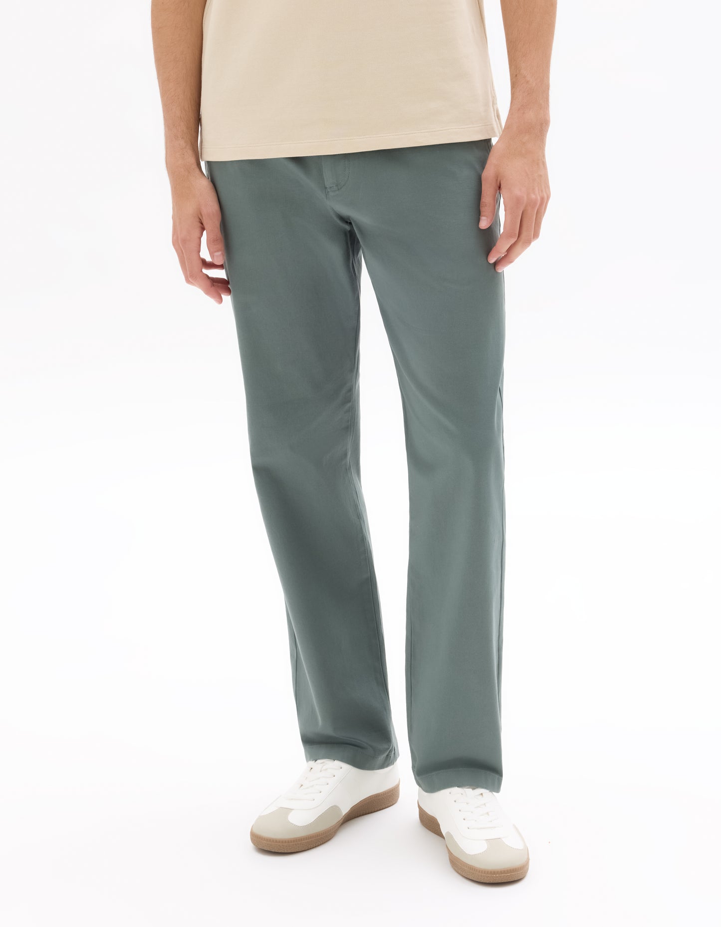 Celio* Solid Green Cotton Men Straight Fit Trousers