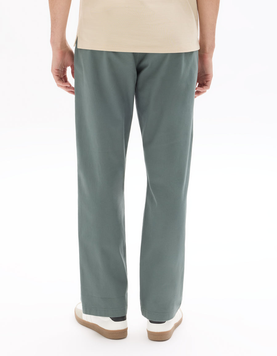 Celio* Solid Green Cotton Men Straight Fit Trousers