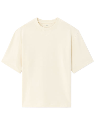 Celio Solid Oversized Cotton Off White Tshirts