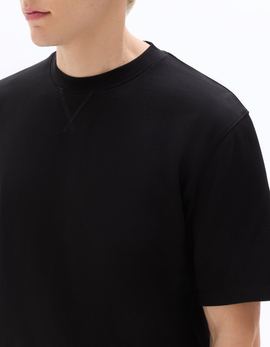 Celio Solid Oversized Cotton Black Tshirts