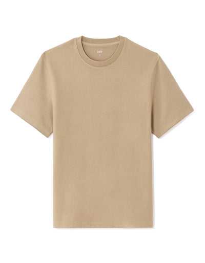 Celio Solid Regular Fit Cotton Beige Tshirts