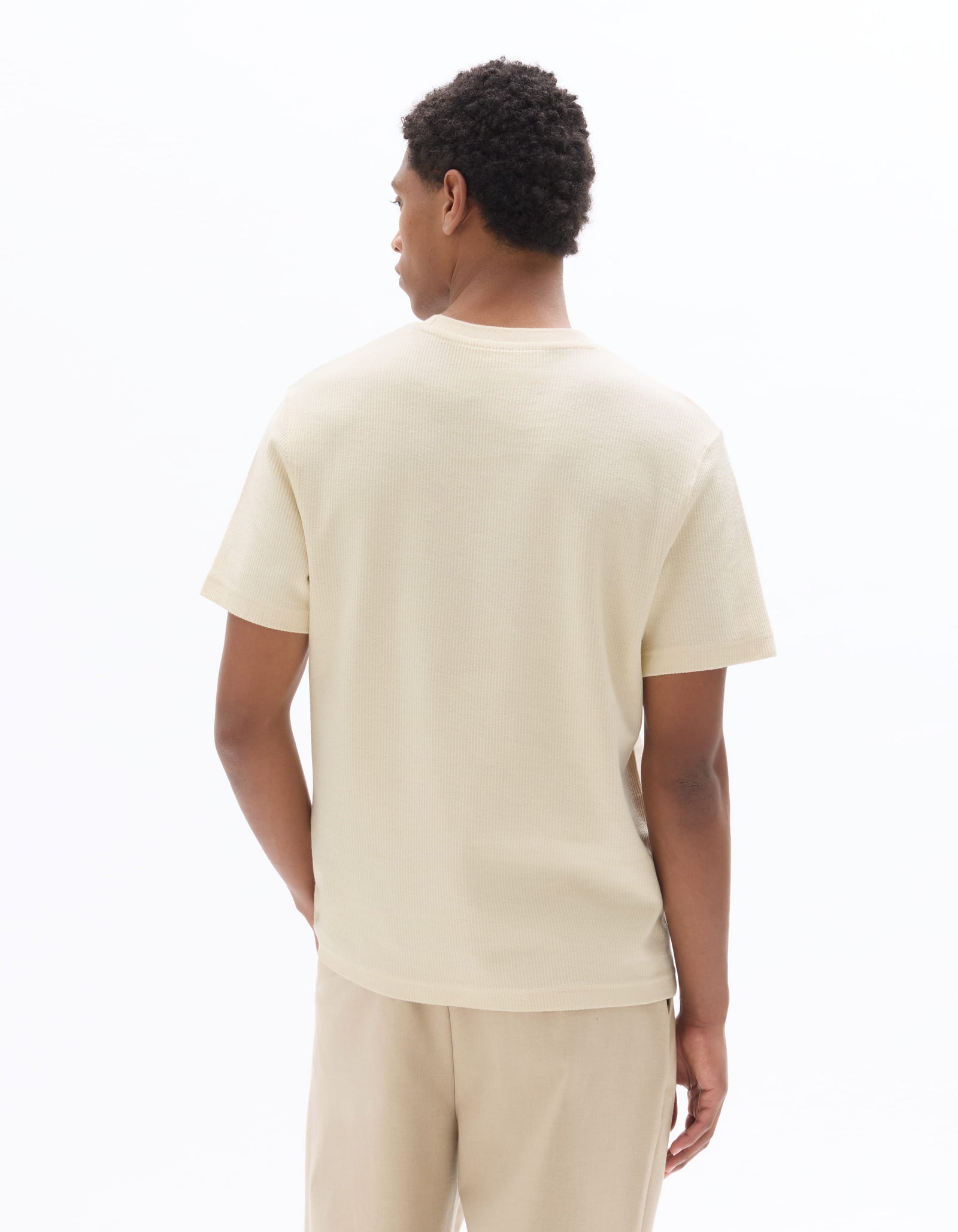 Celio Solid Regular Fit Cotton Off White Tshirts