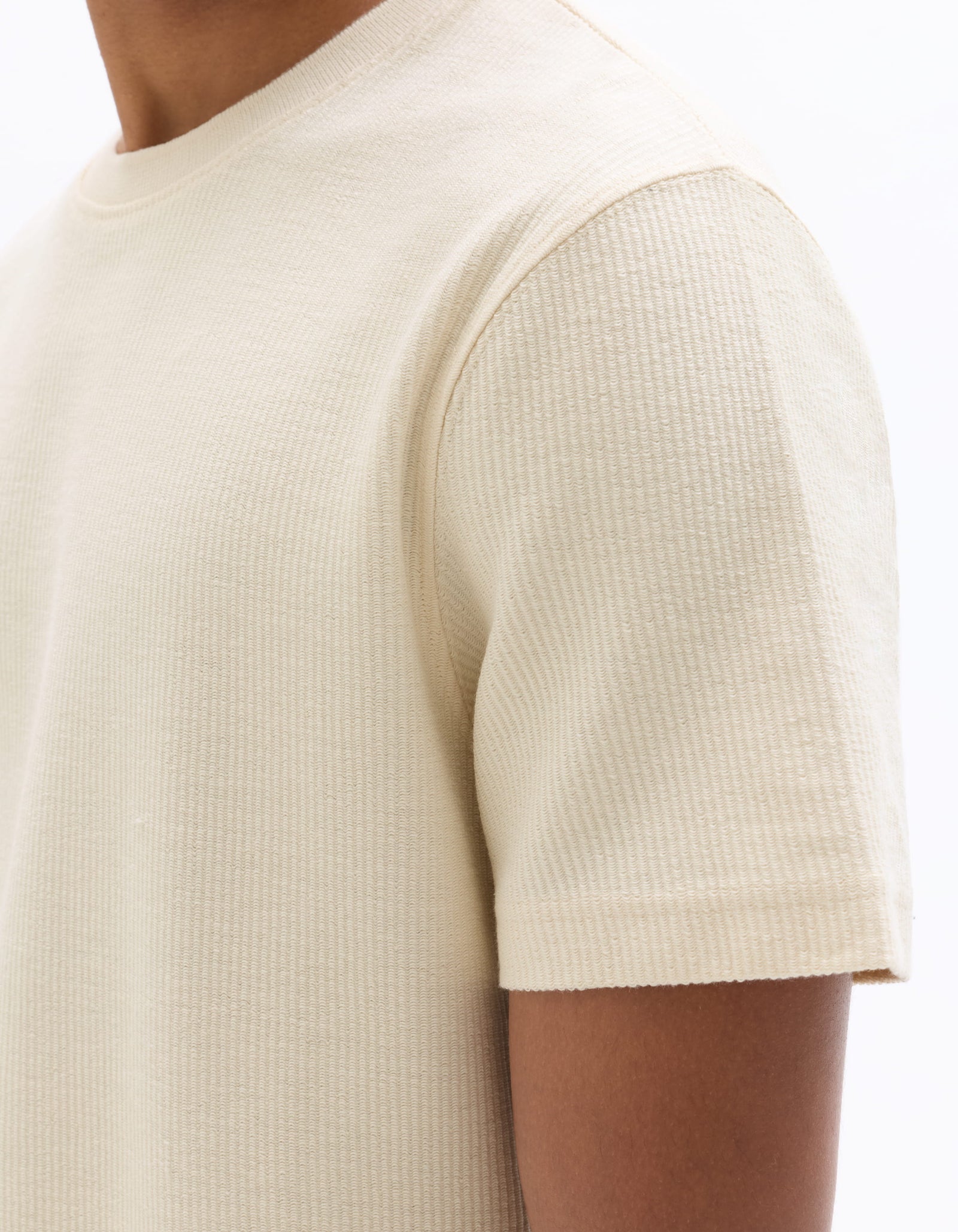 Celio Solid Regular Fit Cotton Off White Tshirts