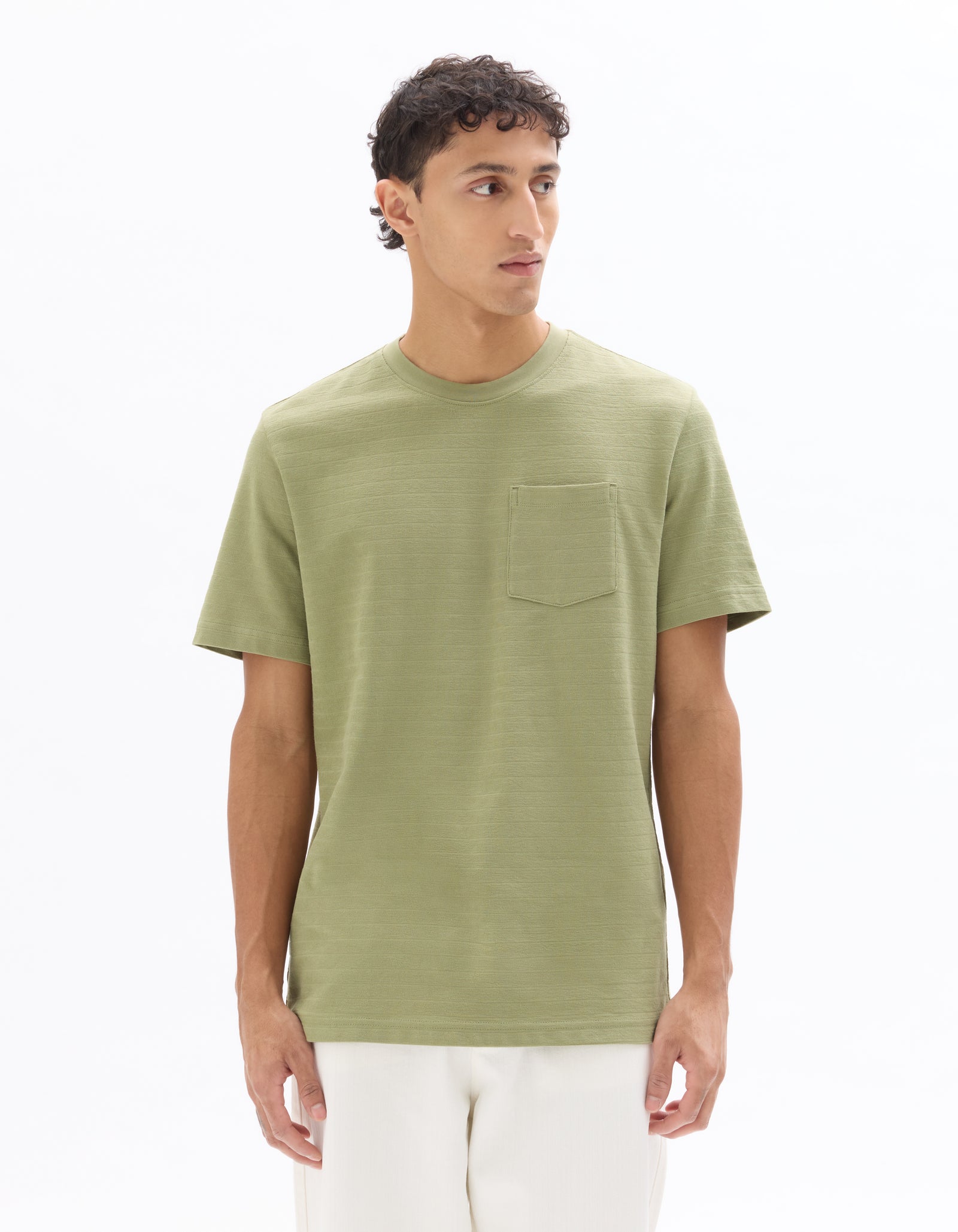 Celio Solid Regular Fit Cotton Green Tshirts