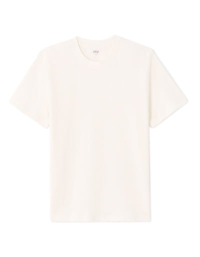 Boxy Fit Stretch Cotton Crew Neck T-Shirt - Beige