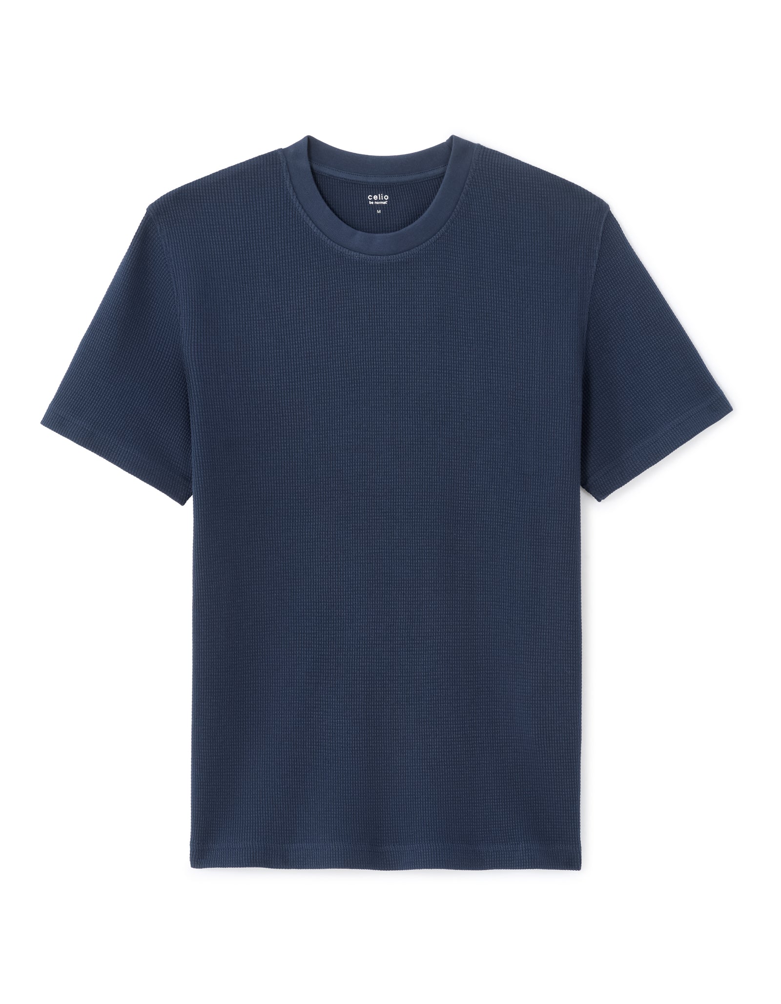 Celio Solid Boxy Fit Cotton Navy Tshirts
