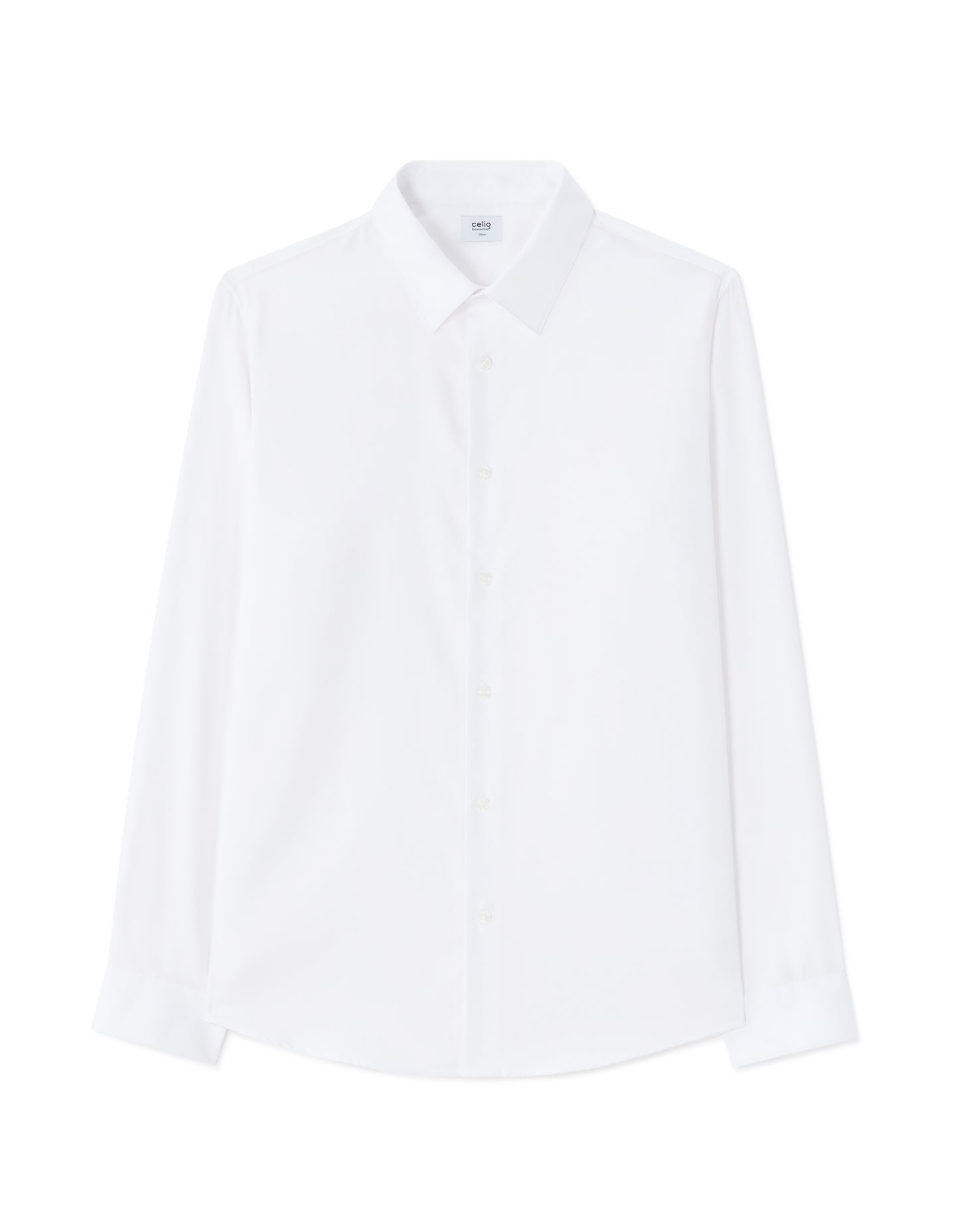 Celio* White Solid Cotton Slim Fit  Men Shirts