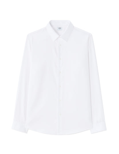 Celio* White Solid Cotton Slim Fit  Men Shirts